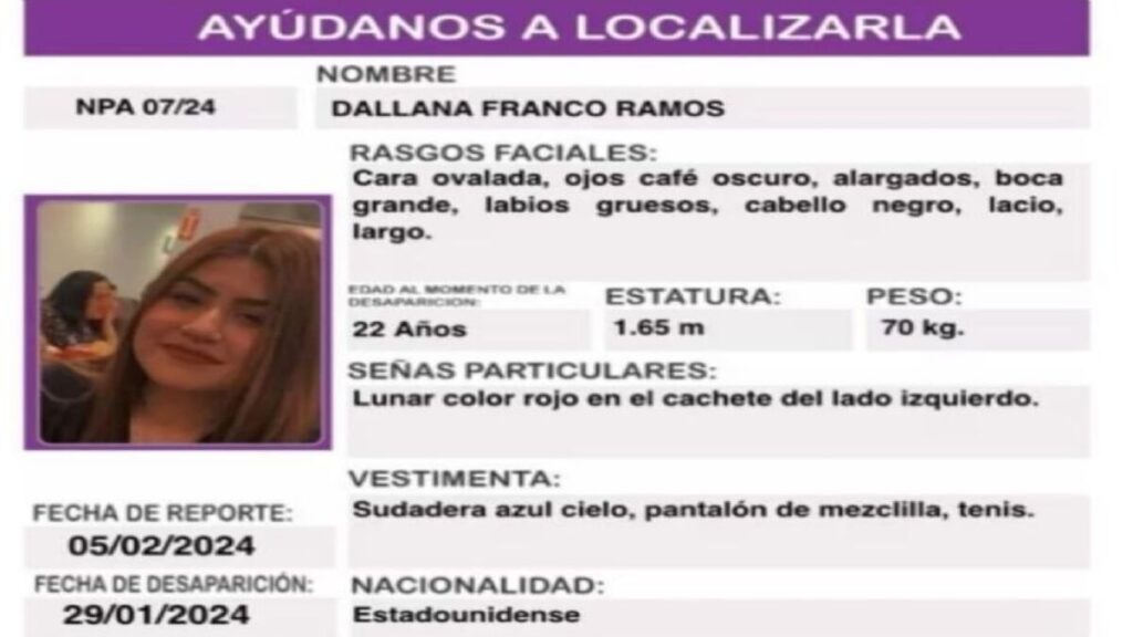 Encuentran sin vida a Dallana Franco, joven estadounidense en Nayarit